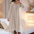 thumbnail image 5 of ZyeKqe Womens Pajama S Dress Square Neck Lace up Long Sleeve Soft Sleepwear Nightgowns Lace Ruffle Lounge Vintage House Dress, 5 of 8
