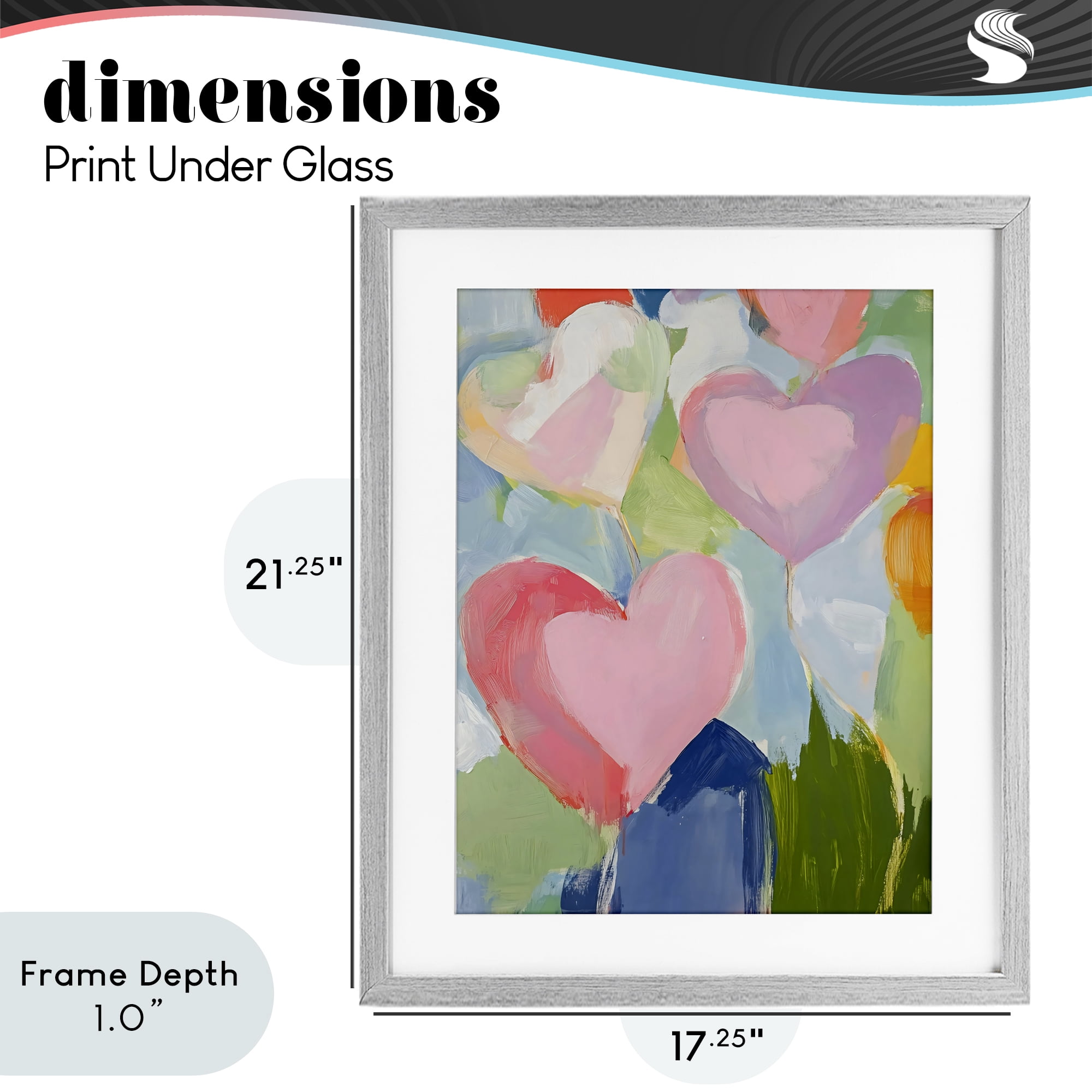 Stupell Industries Pink Hearts Abstraction Gray Framed Print Under Glass, design by The Prints Vibe