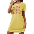 thumbnail image 4 of Sakmal Pyjama Jaune pour Femmes Doux de Noël Confortable Grande Taille Robe de Maison Manches Courtes Imprimé Arbres de Noël Col Rond Courtes Chemises de Nuit P-2TG, 4 of 4