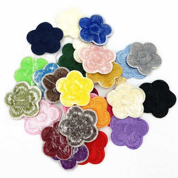 LOLIPPYY 33-Piece Assorted Color Embroidery Flower Cloth Stickers for Clothes, Hats, and Fabric Repair