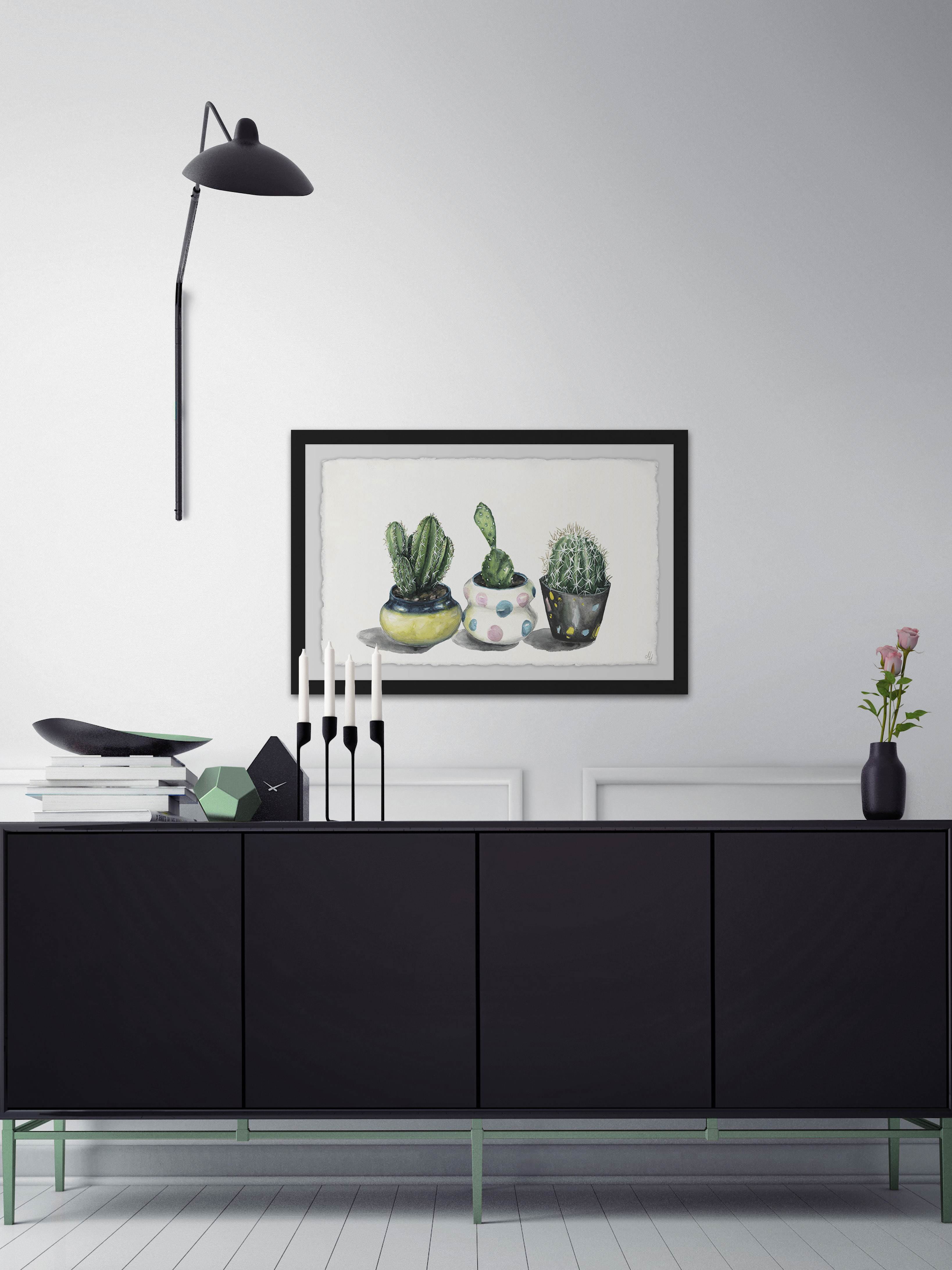 Cacti Trio Framed Painting Print