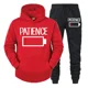 thumbnail image 3 of Conjunto de 2 piezas de sudadera y pantalones divertidos con estampado de batería "PATIENCE" para hombre, sudadera de manga larga, chándal, ropa deportiva unisex, 3 of 5
