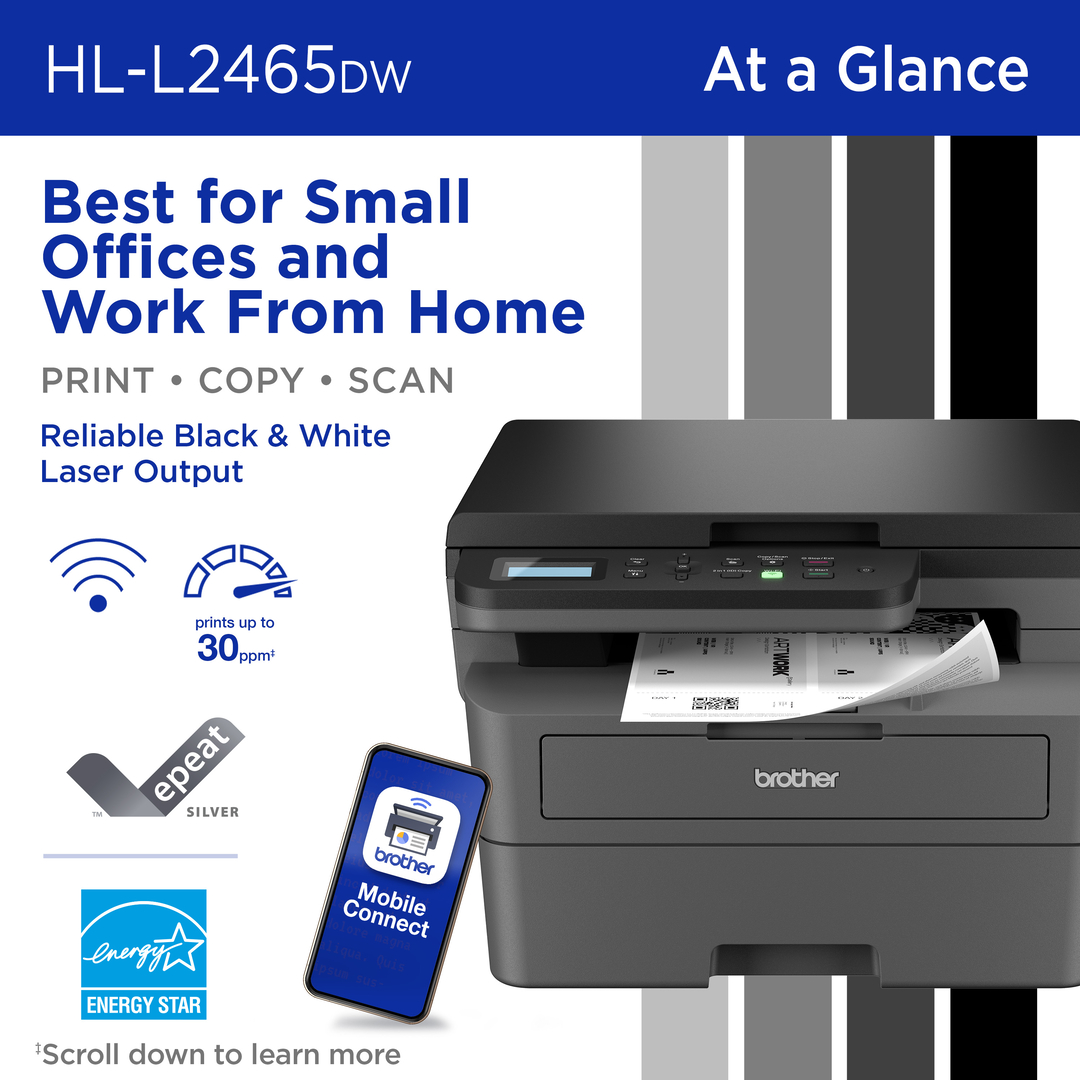 Brother HL-L2465DW Wireless Monochrome Laser Printer photo 2