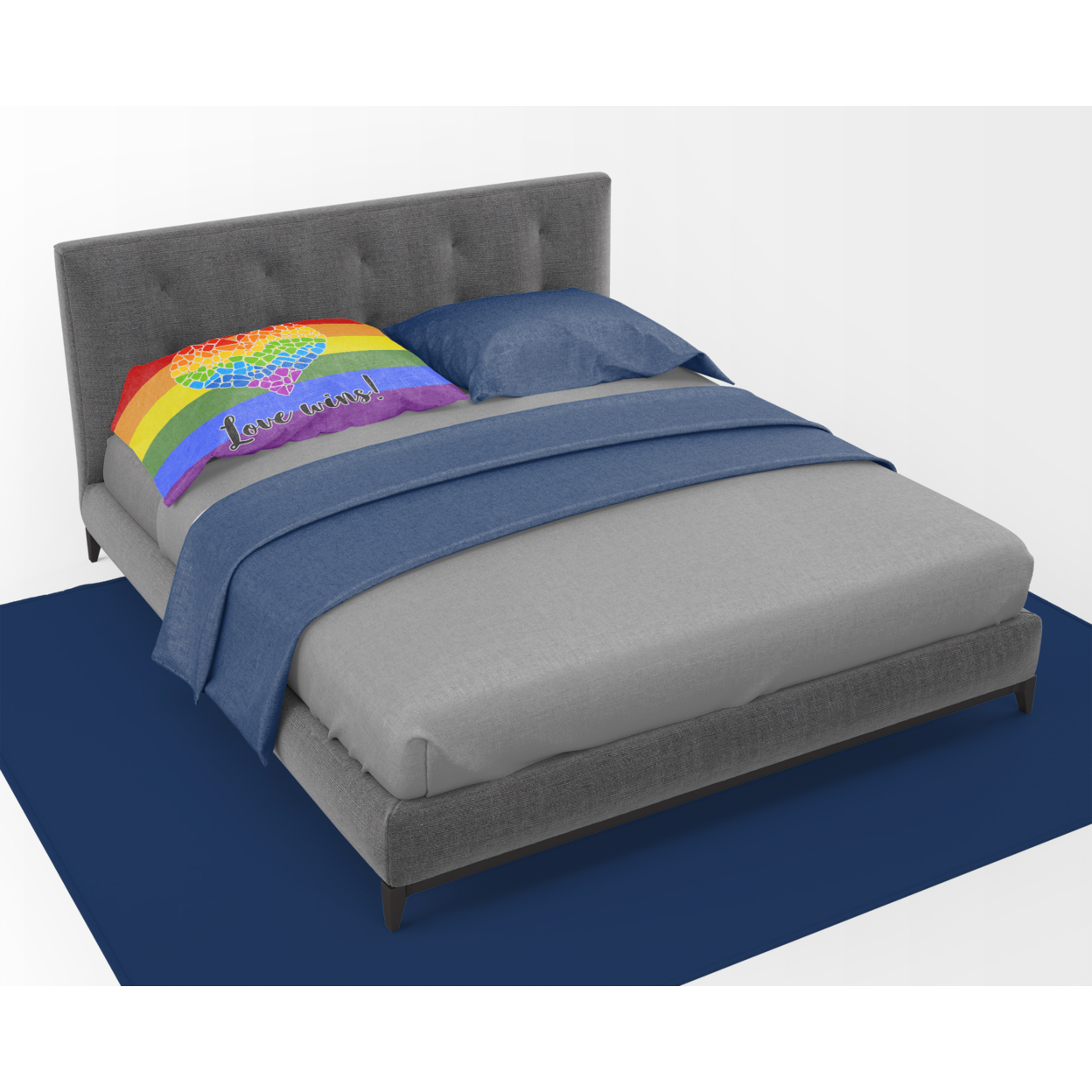 Gay Pride Love Wins Mosaic Heart Fabric Standard Pillowcase