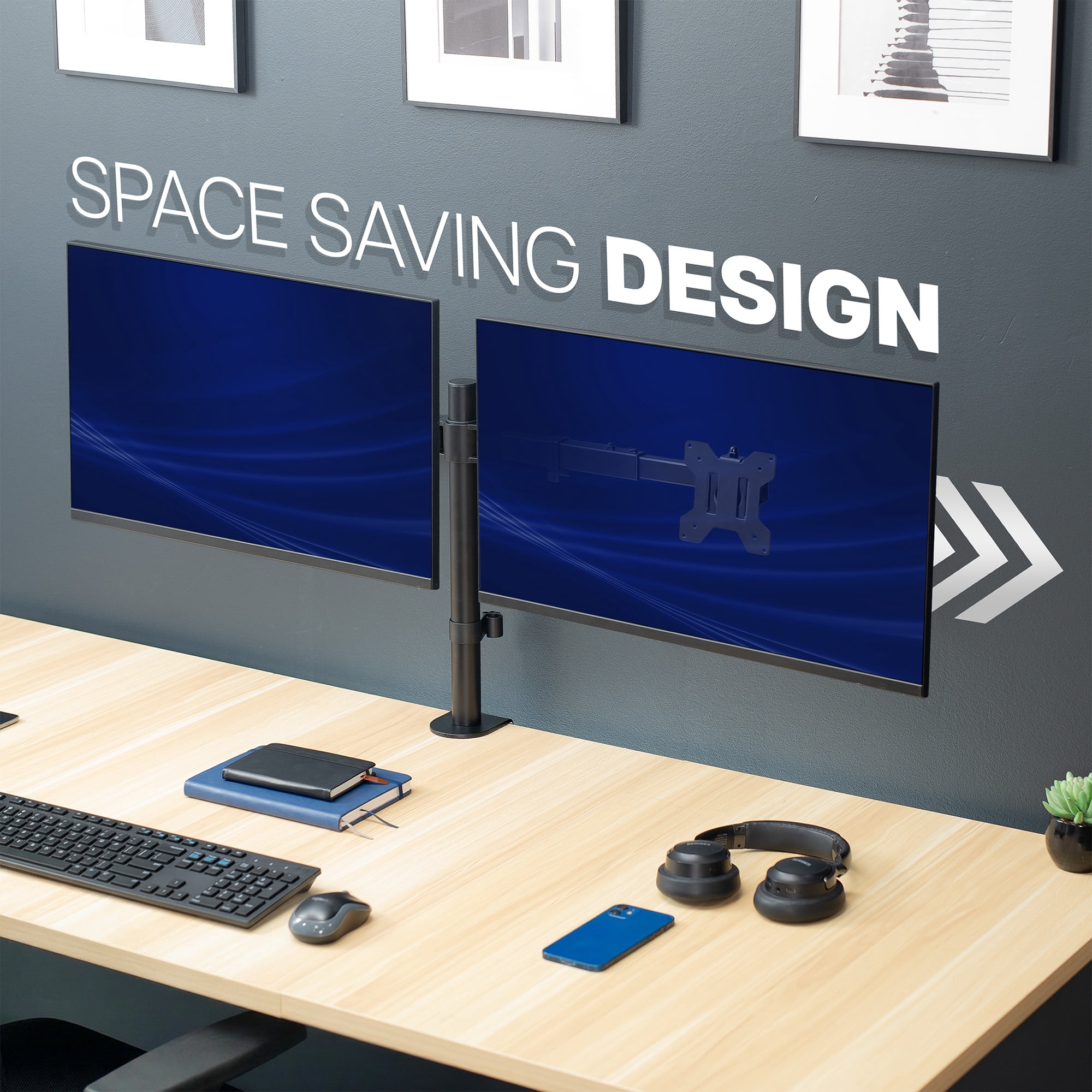 VIVO Telescoping Dual 21" to 32" Monitor Mount, Heavy Duty Desk Stand