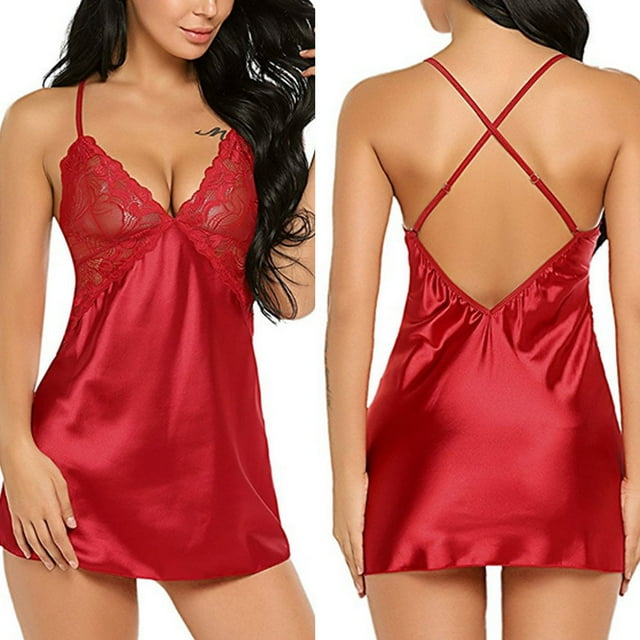 Vestido de bata de mujer, conjunto de ropa interior de pijama transparente de encaje transparente, lencería Sexy de Color sólido, picardías porno erótico, pijama, camisón xuanjing unisex