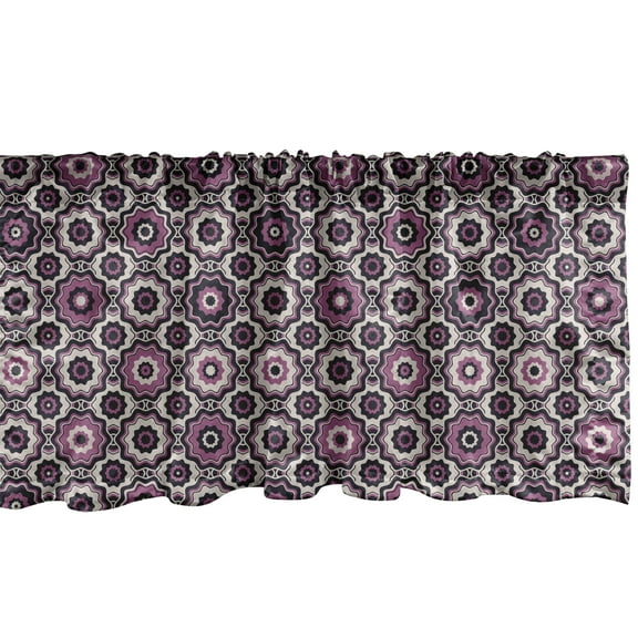 Ambesonne Purple Window Valance, Flowering Nature Motifs, 54" X 12", Violet Beige Black
