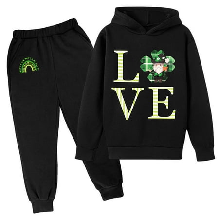 

Kids Boys Long Sleeve Letter Graphic Hoodie Sweatshirt And Sweatpants Pullover Hoodie Set Tracksuit Outfits 2 Piece Sizes 13-14 Years