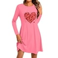 thumbnail image 4 of Tauxra Women Valentine Print Round Neck Long Sleeve Dress,Casual Pullover, 4 of 5