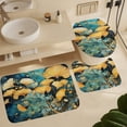 thumbnail image 6 of Ginko Leaves Watercolor in Gold And Turquoise 4 Pcs Shower Curtain Set Non-Slip Rugs And Toilet Mat Lid Rug Accessories Modern Simple Style Waterproof Shower Curtain for Bathtub Decor, 6 of 8