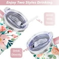 thumbnail image 5 of 40oz Pioneer Tumbler with Handle Lid and Straw,Colorful Floral Tumblers Gifts for Women Girls Men Adults（Pink）, 5 of 7