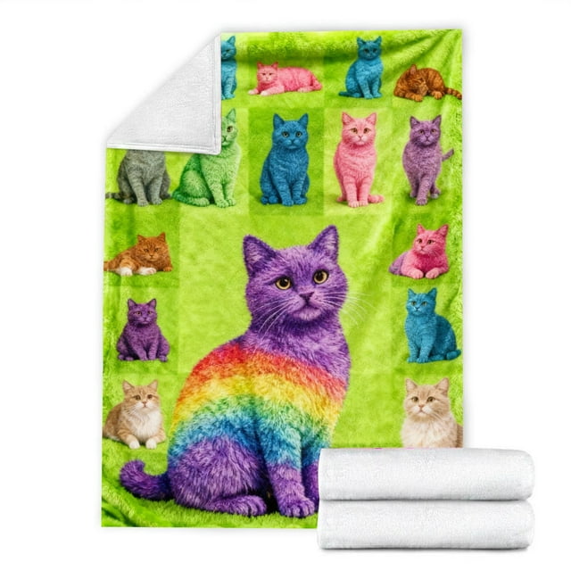 ERK 1Pcs Couverture Douillette à Thème Chat pour Adultes Enfants Canapé Lit Sofa Jeté Chaud
