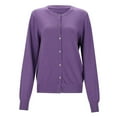 thumbnail image 4 of Womens Cardigan Sweaters Long Sleeve Knit Crew Neck Button Up Cardigan for Dress Open Front Purple Cardigan Fall Fashion Must Haves, 4 of 5