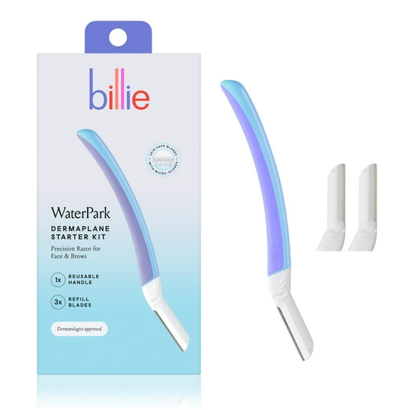 Billie - Dermaplane Starter Kit - Reusable Handle   3 Refill Blades - Remove Facial Hair   Perfectly Shape Brows - Dermatologist-Approved - WaterPark