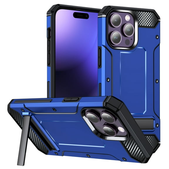 iPhone 14 Pro Max Case Stand, Kickstand Shockproof Rugged Hybrid Drop Protecton Anti-Scratch Back Cover Case for Apple iPhone 14 Pro Max - Darkblue