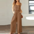thumbnail image 2 of 2026 ! JINMGG Two Piece Outfits Women, 2026 Fashion Fall Women's 2-piece Casual Suit Linen Shorts Sleeveless Top Vest Sleeveless Crewneck Top/Shirt Suit Brown XXXL, 2 of 6