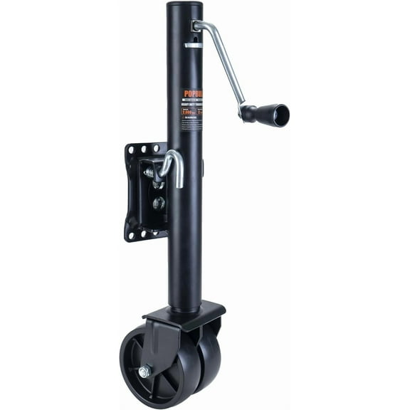 POPBULL 2000 lbs Boat Trailer Jack with 6" Dual Wheels – 12" Lift, Galvanized Finish, Suitable for Boats, RVs, Trailers & Other Towing Scenarios.