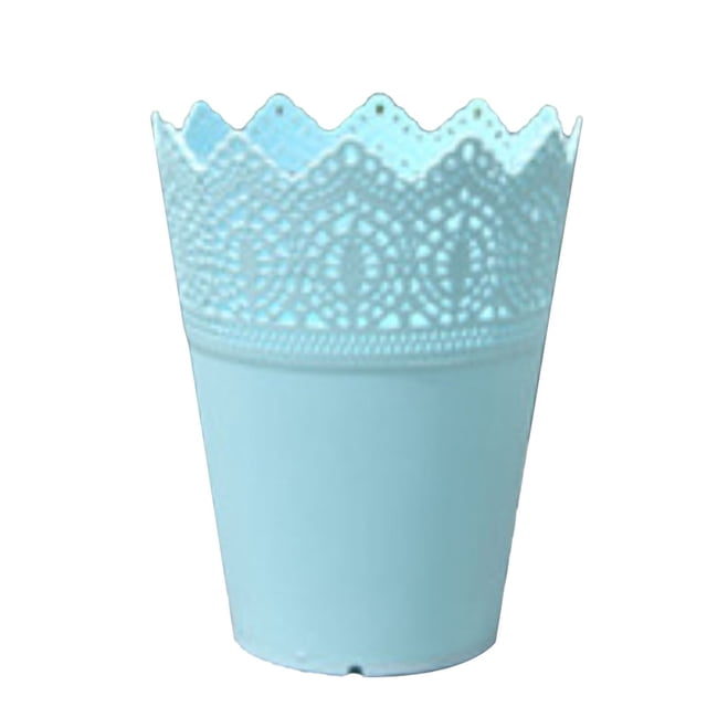 Flower pot Plastic Hollow Flower Holder Crown Lace Pierced Flower Vase Storage