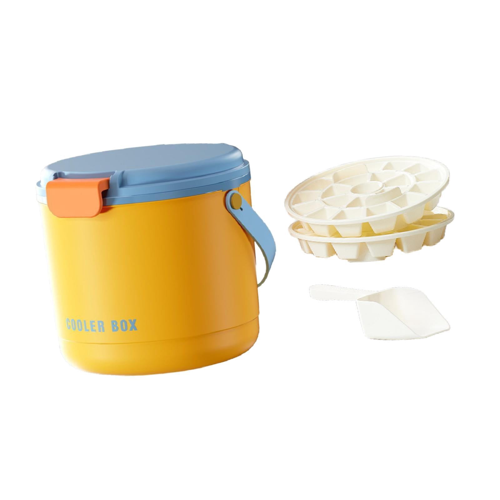 koolsoo Insulated Ice Bucket Ice Tray 2.6L with Lid and Handle Indoor Outdoor Box Storage Bin for BBQ Picnic Dining Restaurant Yellow
