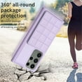 thumbnail image 5 of ELEHOLD for Samsung Galaxy S21 Card Holder Back Case with Pockets, Premium PU Leather ID Cash Credit Slots Magnetic Kickstand Flip Folio Slim Hard Protective Cover, purple, 5 of 7