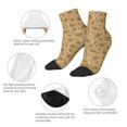 thumbnail image 5 of Rateoe Brown Flowers Pattern Quarter Crew Socks,Toe Seamed Ankle Socks,Cotton Cushioned Breathable Athletic Crew Sports Socks, 5 of 7