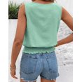 thumbnail image 5 of Womens Crew Neck Crop Tank Tops Cute Summer Sleeveless Smocked Tops Green XXL, 5 of 9
