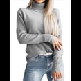 thumbnail image 2 of Suéter de Punto Elegante de Larga con Solapa para Mujer, Suéter con Botones de Color Liso para Otoño e Invierno Gris L, 2 of 10
