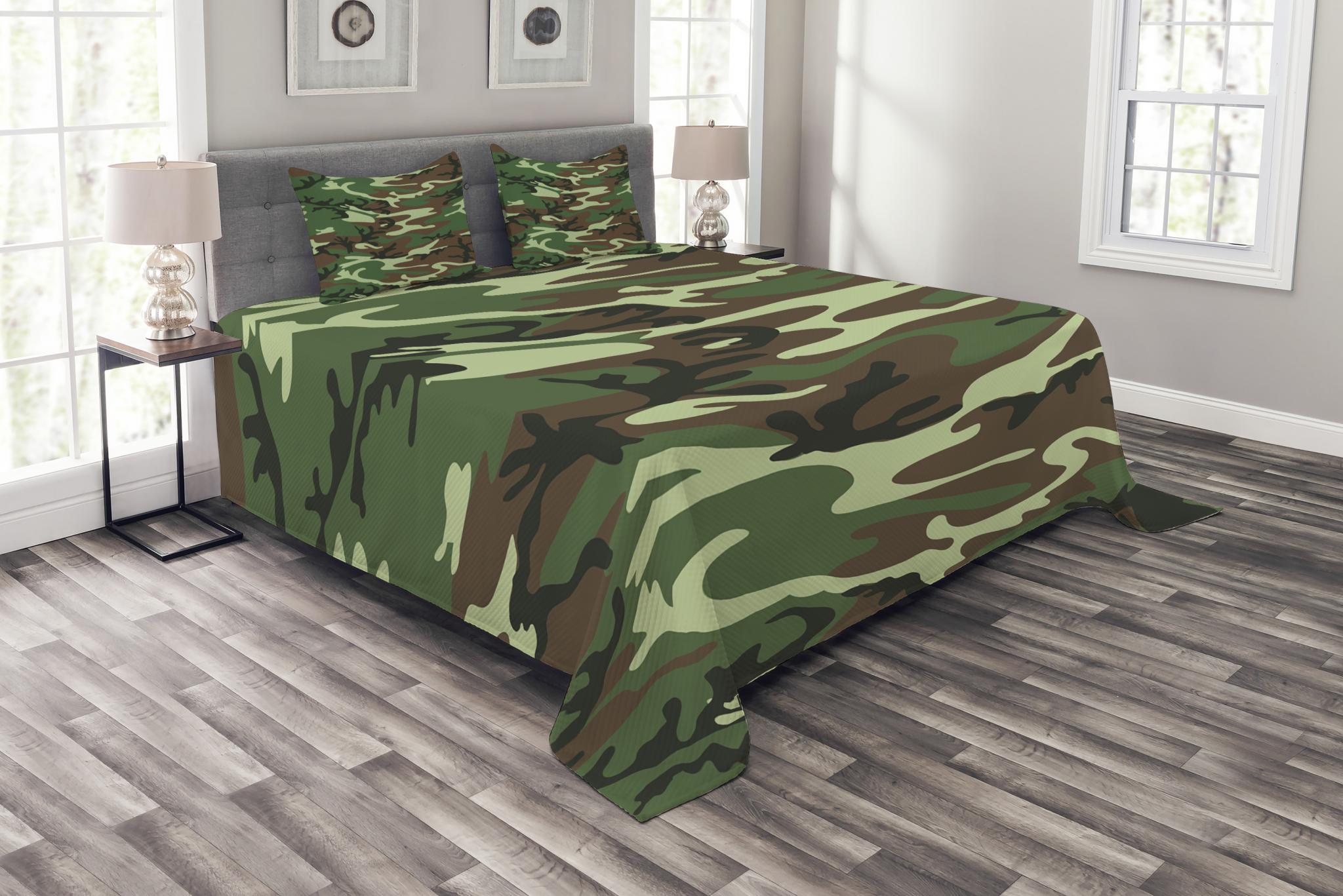Camo Bedspread Set, Classical American Commando Uniform Inspired