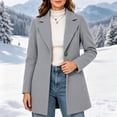 thumbnail image 2 of Women Coat Winter Casual Long Sleeve Solid Color Button Front Lapel Coat with Pockets Soft Loose Fit Cozy Outerwear for Office Wear, 2 of 6