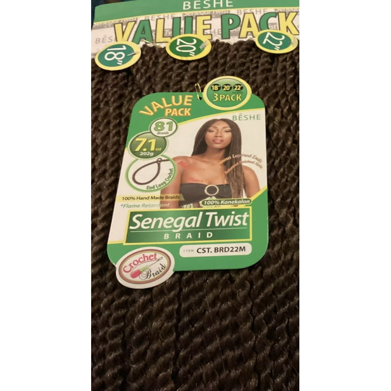 Beshe ( 3Packs ) 18”20”22” inch Senegalese Twist Braid Crochet