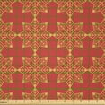 thumbnail image 2 of Ambesonne Christmas Fabric by the Yard Microfiber, Geometric Snowflake Forms, 1 Yard, Dark Salmon Mustard, 2 of 2