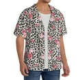 thumbnail image 2 of Rateoe Rose Mix Leopard 3 Pattern Men's Short Sleeve Classic Shirt, Casual Short-Sleeved Shirt, Lightweight Summer Shirt, Cuban Collar Shirt,Button-Front Shirt-XX-Large, 2 of 5