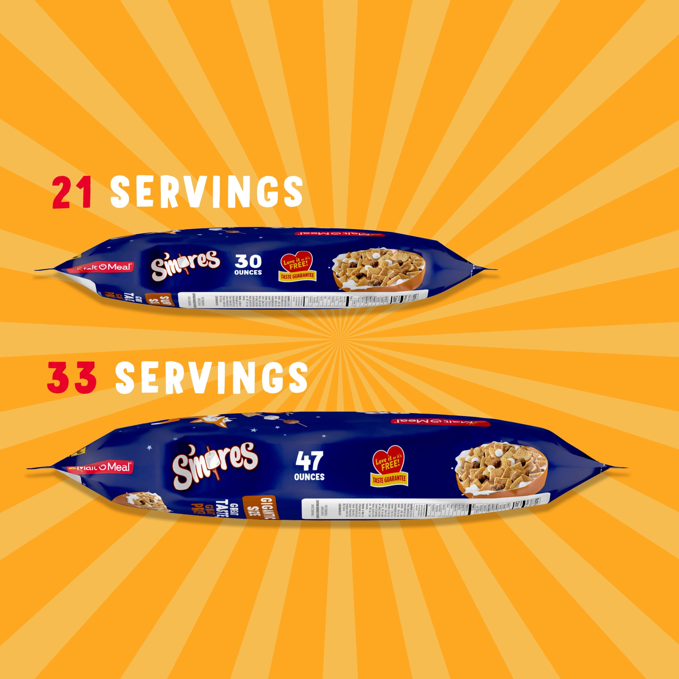 (2 pack) Malt-O-Meal S'mores Breakfast Cereal, Graham, Chocolate & Marshmallow, 30 oz Bag