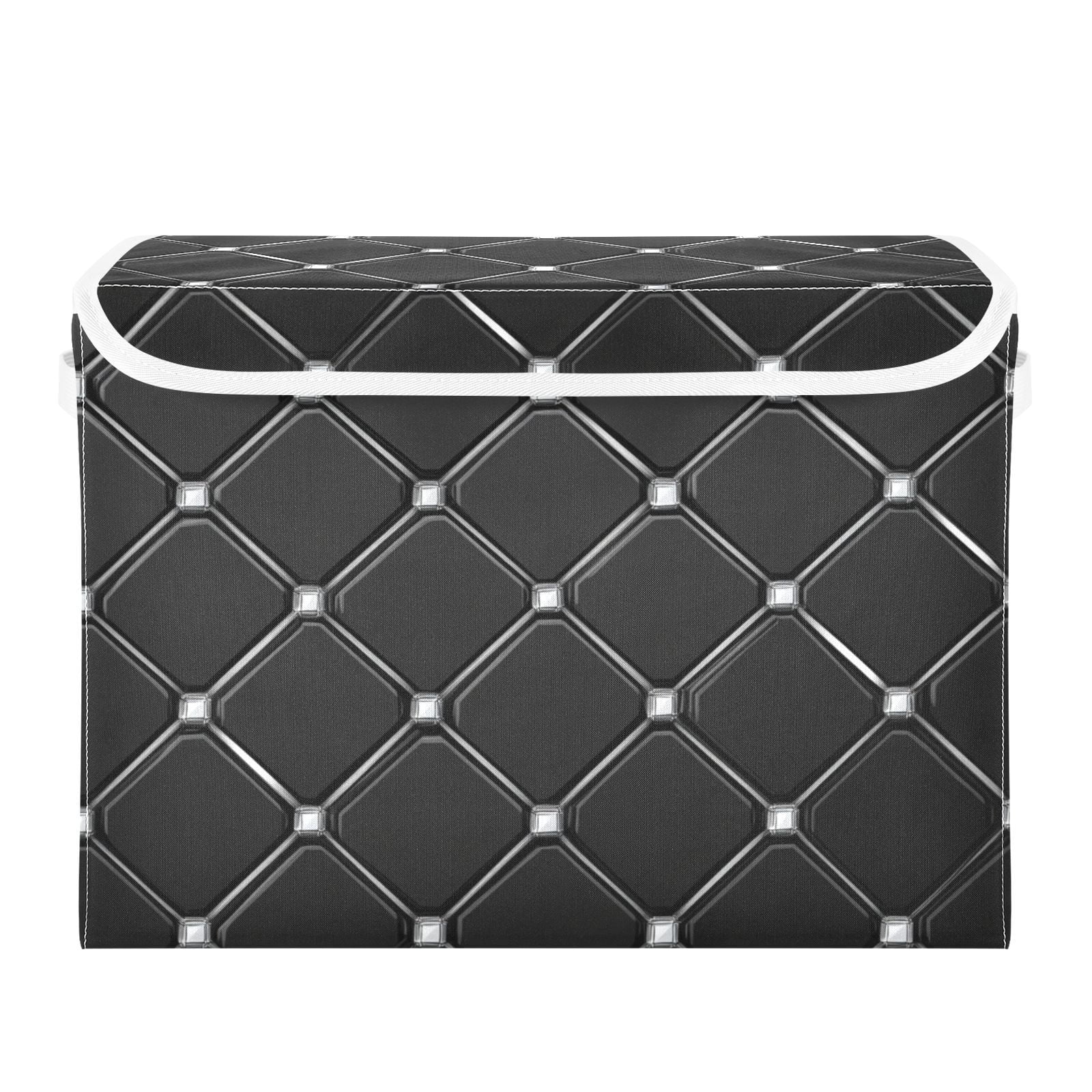 Black Cubes Storage Basket for Shelves Foldable Container Organizer for Organizing Toys Clothes Books with Handles