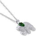 thumbnail image 2 of Diamond Accent and Emerald Gemstone Silver-Tone Elephant Fashion Pendant, 18" Chain, 2 of 3