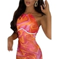 thumbnail image 3 of Qiylii Women Tie-dye Dress Backless High Waist Halter Tie-up Skinny Mini Dress, 3 of 6