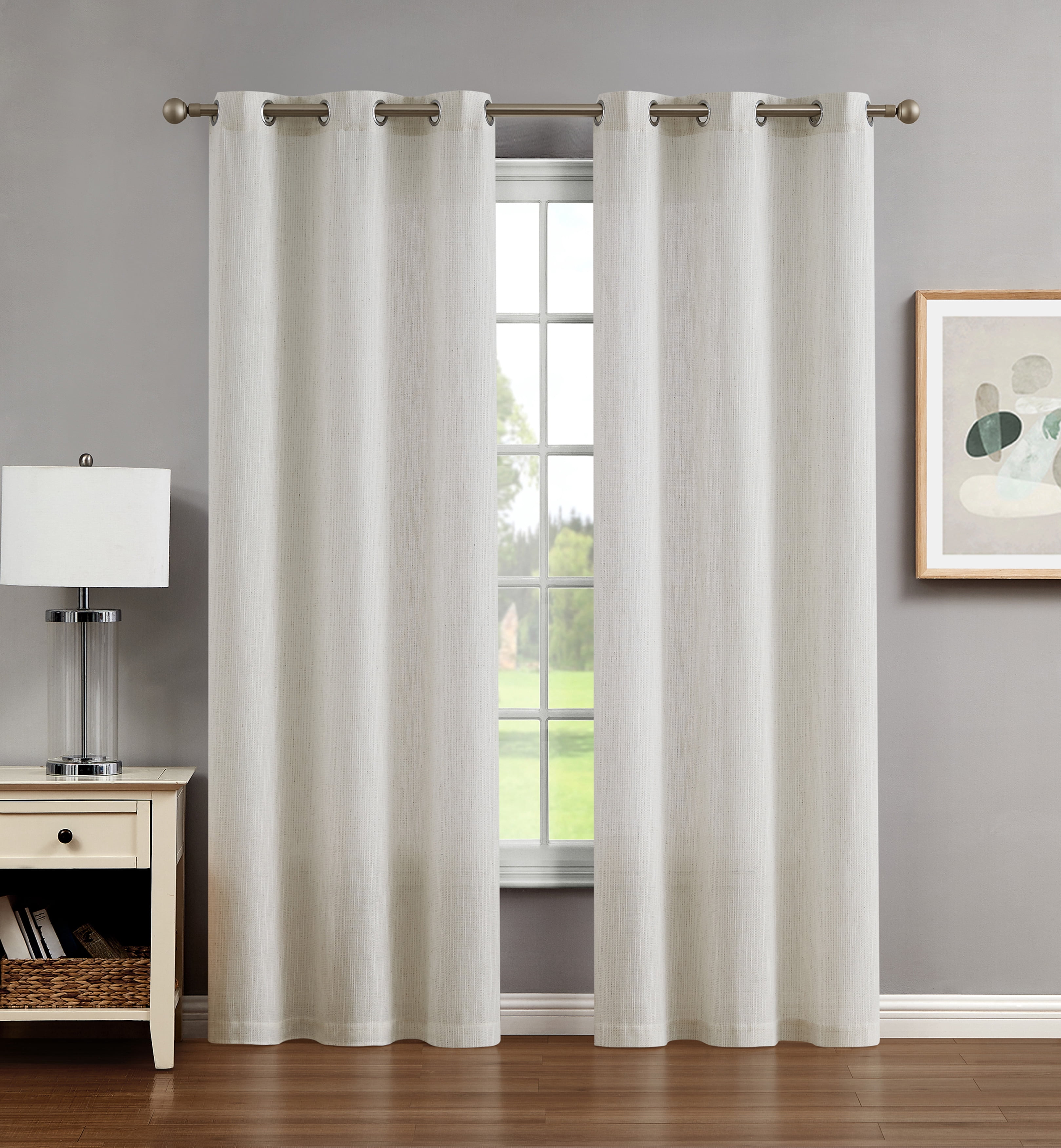 Creative Home Ideas Contemporary, Modern Grommet Light Filtering Curtain Panel, 38 in x 96 in (2 Panels)