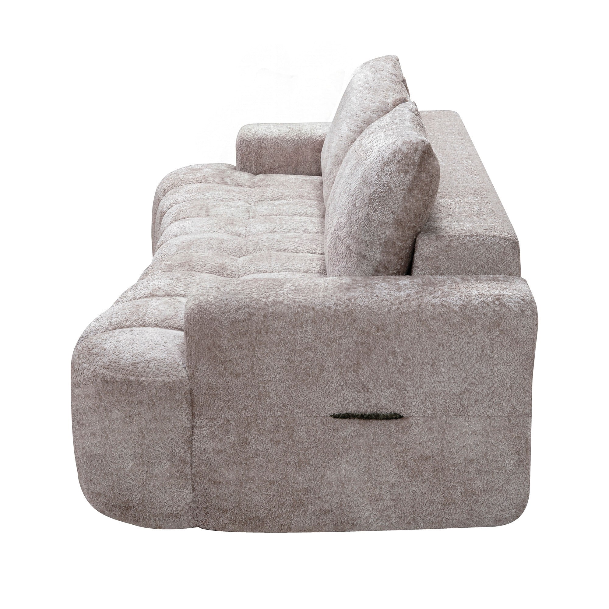 AENKYO 100" Curved Cloud Boucle Sofa, Modern 3-Seater Sculptural Couch, No Assembly, Oatmeal Beige