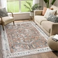thumbnail image 2 of Hasoo Area Rug 4' x 6' Persian Rug Indoor Floor Cover Washable Thin Soft Rug for Living Room Bedroom Dining Room Light Orange, 2 of 5