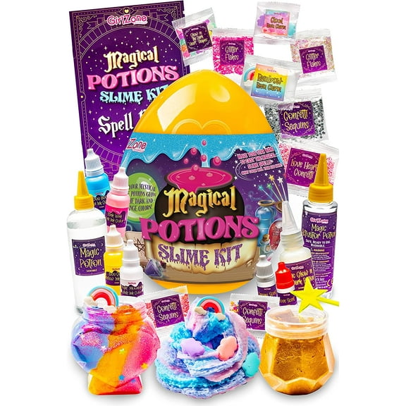 GirlZone Magic Potion Slime Kit for Girls, Spellbinding Slime Making Kit to Create 6 Magical Slime Potions and Glow in The Dark Slime for Kids, Great Gift Idea and Amazing Slime Kit for Girls 10-12