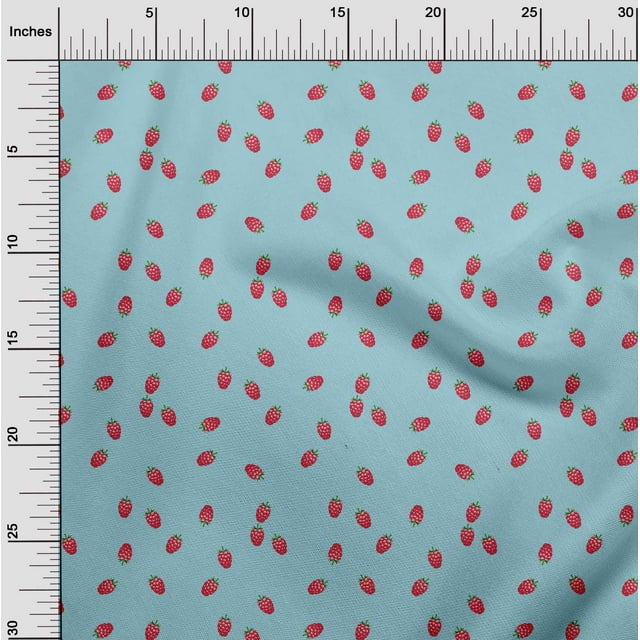 oneOone Georgette Viscose Fabric Raspberry Fruit Print Fabric BTY 42 Inch Wide