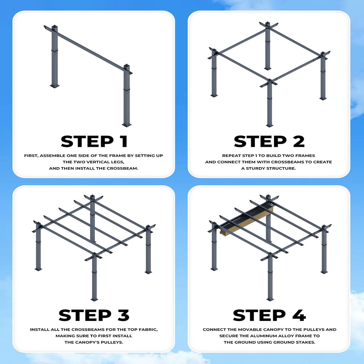 Danolapsi Outdoor Pergola 10 x 10ft Aluminum Pergola, Outdoor Shelter Modern Design with Adjustable Roof Sun Shade Pavilion Grape Trellis Grill Gazebo for Gardens, Patios, Garden Yard, Poolside, Deck