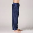 thumbnail image 4 of SWSMCLT Men's Satin Pajama Pants Lightweight Straight Leg Lounge Loose Summer Elastic Waist Sleepwear Long Pj Trousers Blue XX-Large, 4 of 4