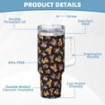 thumbnail image 5 of Fuzoiu Rose Flower Bear Print 40OZ Ice Bully Stainless Steel Insulated Cup with Handle and Straw - Perfect for Travel and Sports, 5 of 8