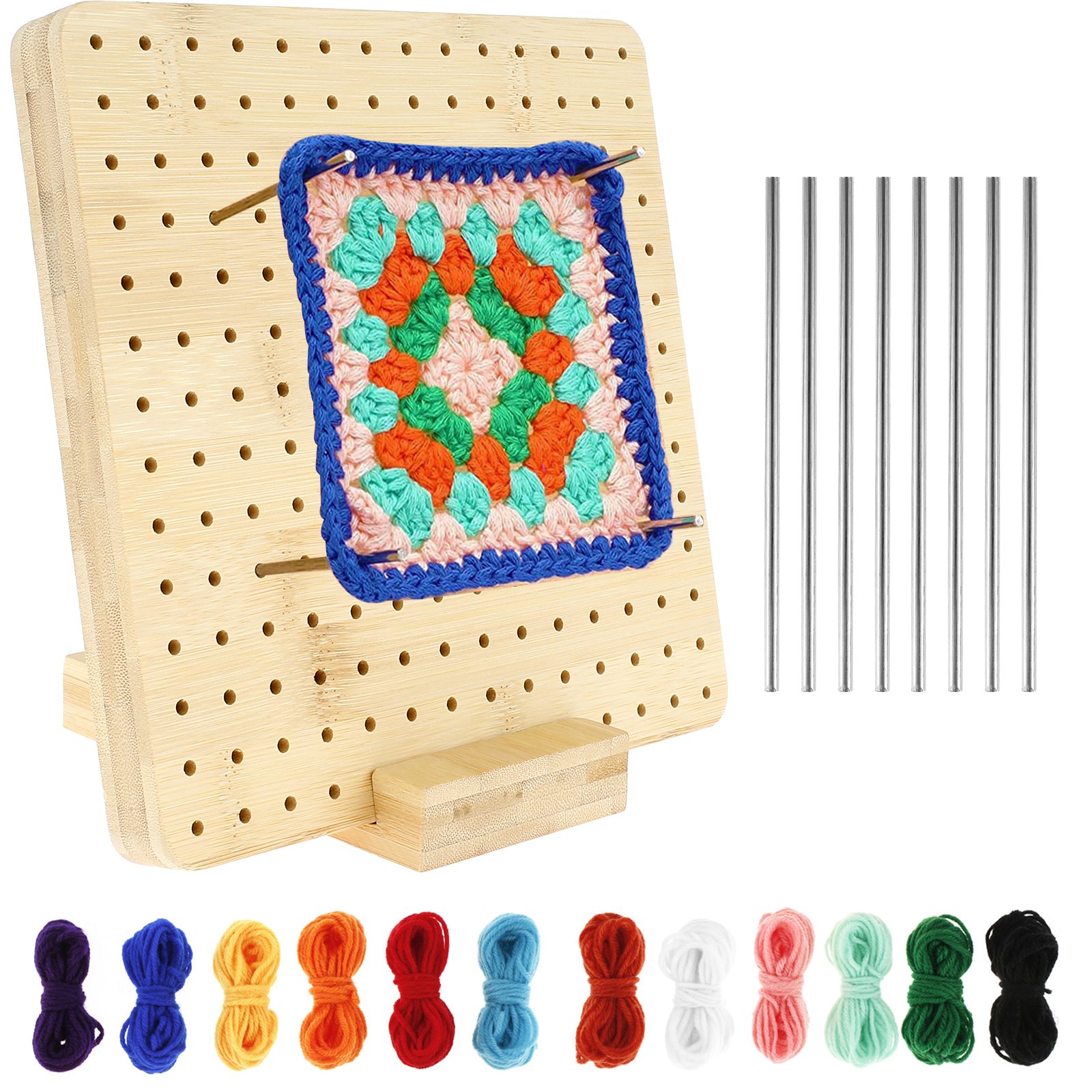 Interlocking Blocking Board with 12 Wools Wooden Knitting Crochet Board