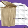 thumbnail image 4 of Superio 50L Wicker Plastic Corner Laundry Hamper with Lid - Beige (3 Pack), 4 of 5