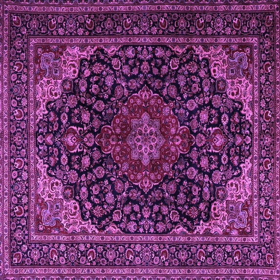 Ahgly Company Machine Washable Indoor Square Persian Purple Traditional Area Rugs, 5' Square