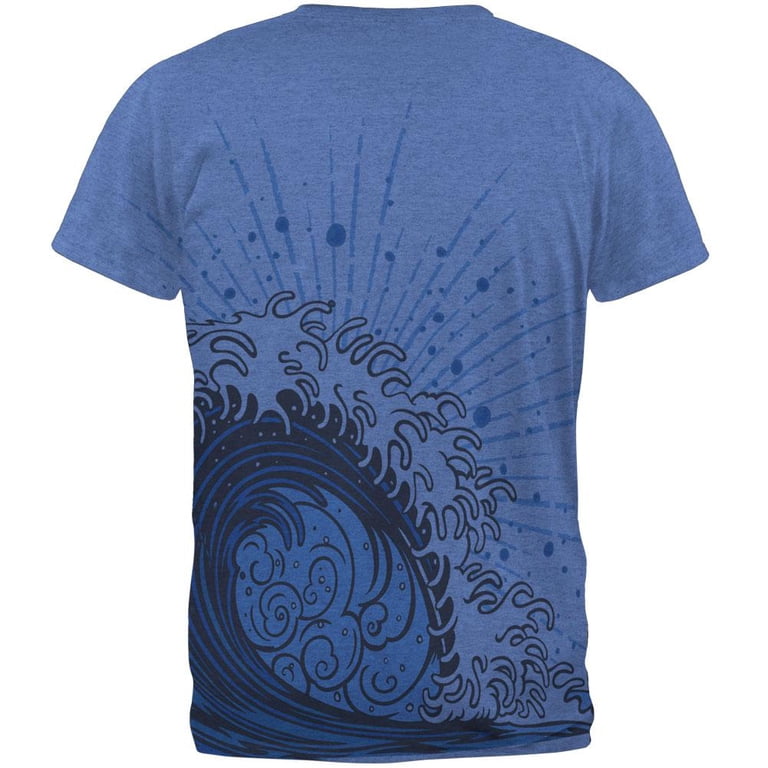 Asian Wave All Over Heather Blue Adult T-Shirt - X-Large - Walmart.com
