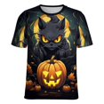 thumbnail image 5 of Halloween Scary Night Full Moon Women's Short Sleeve T-Shirt Crew Neck Casual Summer Trendy Loose Fit Tops, 5 of 6