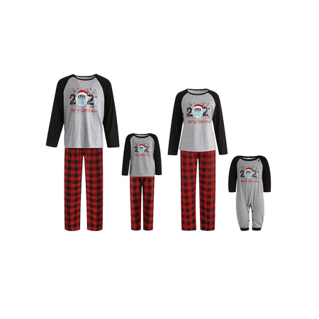 

XIAXAIXU Matching Family Pajamas Sets Christmas PJs Long Sleeve Tee and Plaid Pants Loungewear XL